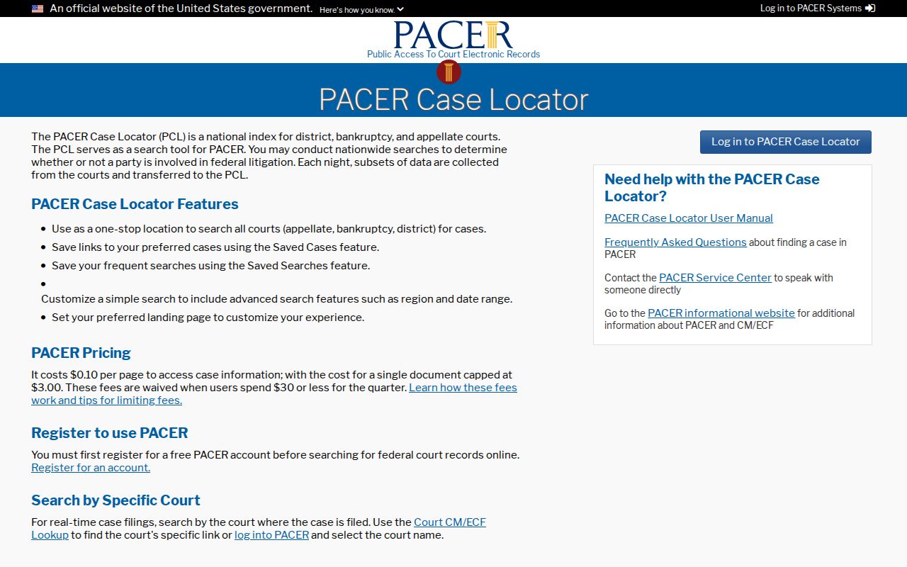 Rutherford County case lookup distinction between state court records and federal case locator