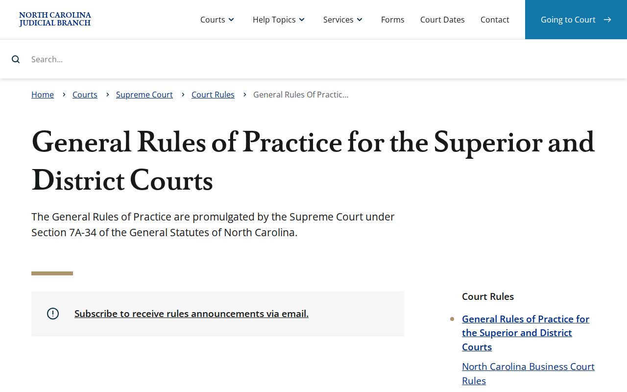 Rutherford County civil docket search: General Rules of Practice for calendaring and sealing