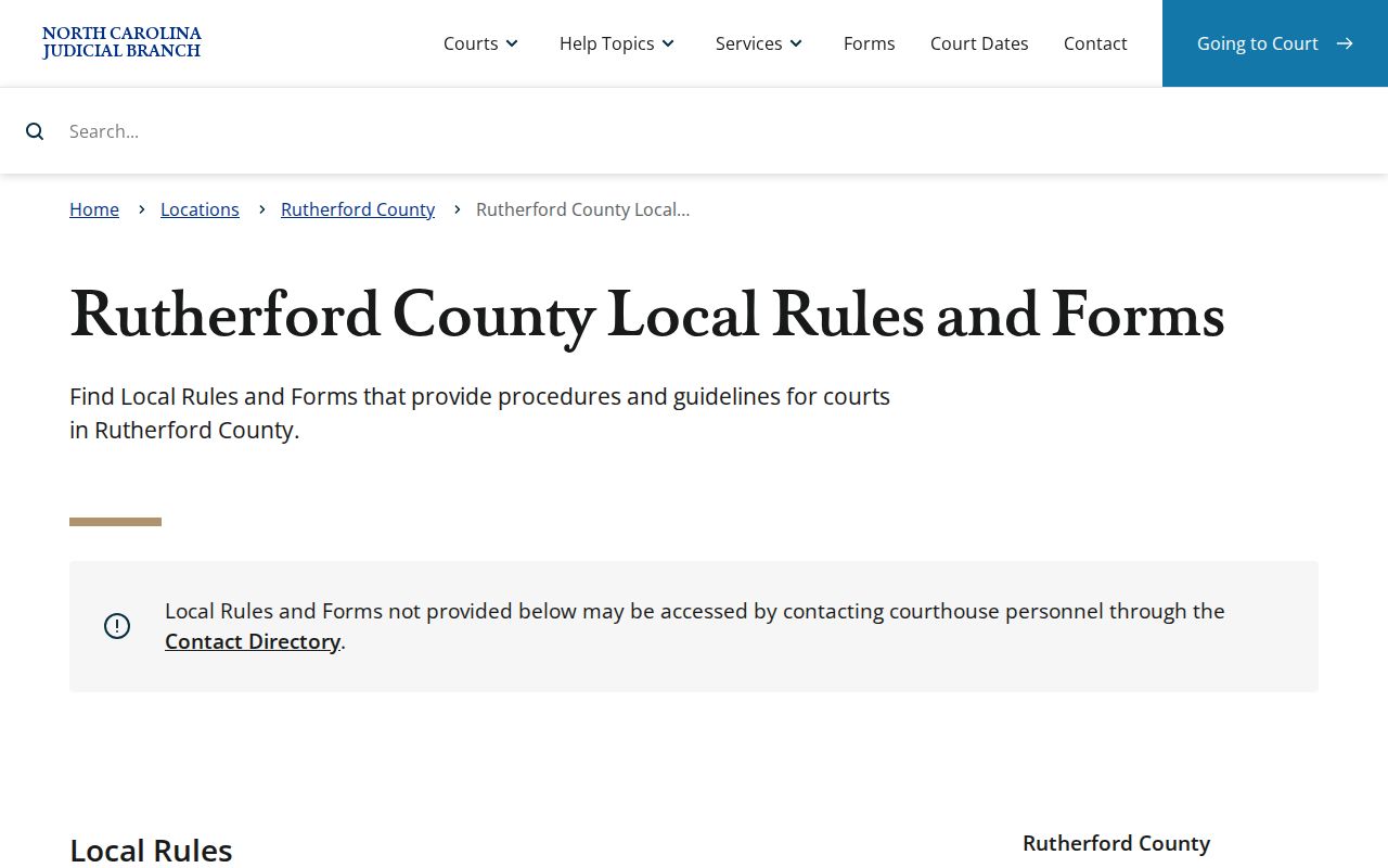 Rutherford County civil docket search: local civil rules and continuance policy directory
