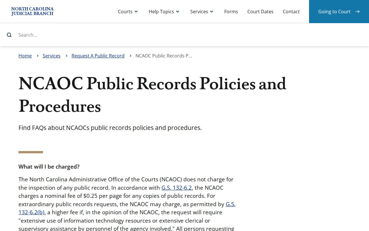 Rutherford County court records distinction between NCAOC policy and Clerk copy fees