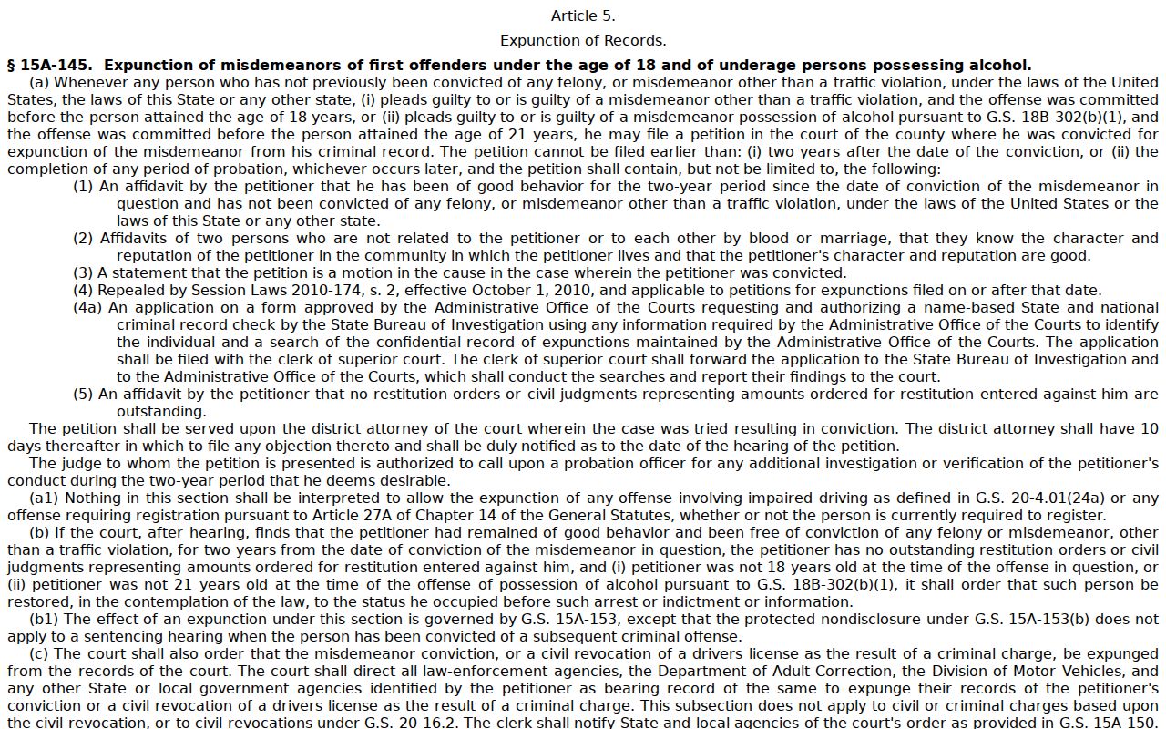 Rutherford County criminal docket search: expunction statute and record access consequences