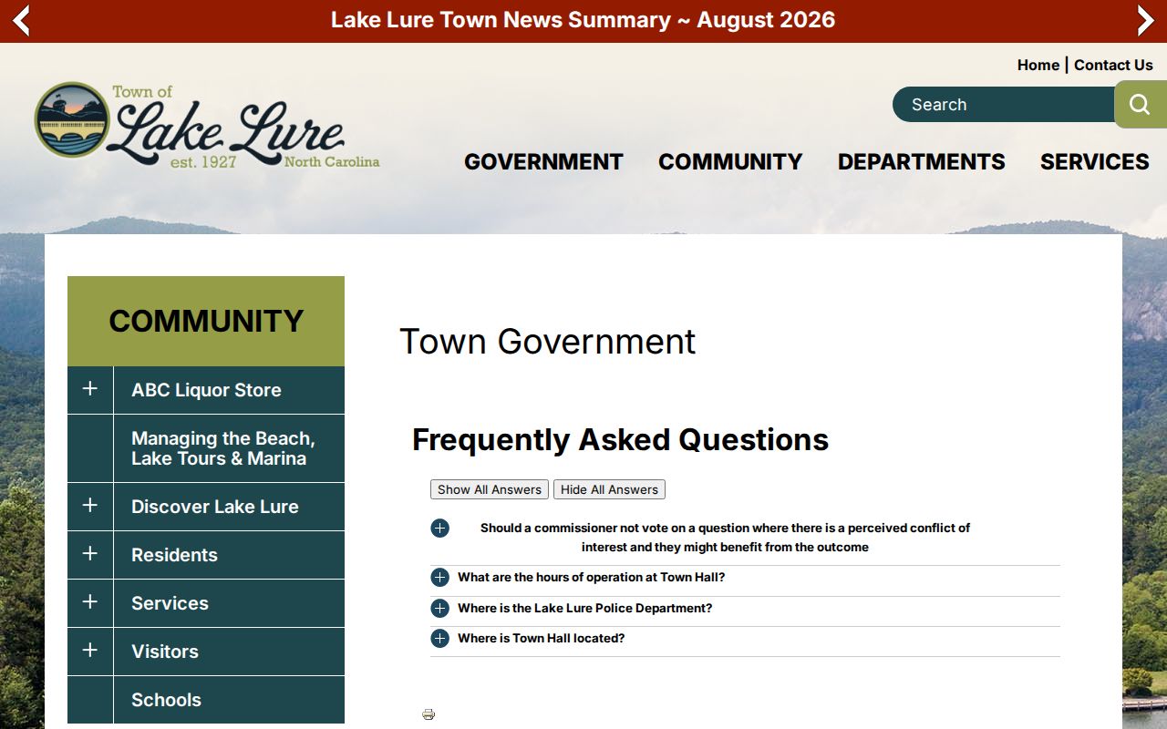 Rutherford County Lake Lure court docket town government context