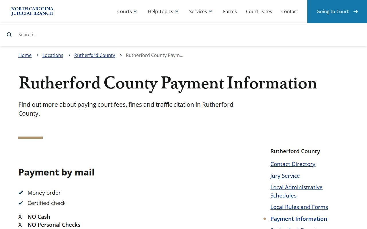 Rutherford County traffic tickets payment channels through Portal, Clerk counter, and mail